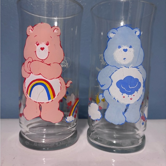 Care Bears Other - Vintage Pizza Hut 1983 Care Bears Cheer & Grumpy Bear Collector Glasses
